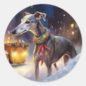 Sticker Rond Période des Fêtes de Noël Greyhound (Devant)