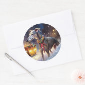Sticker Rond Période des Fêtes de Noël Greyhound (Enveloppe)