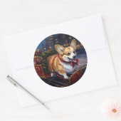 Sticker Rond Période festive de Noël Corgi (Enveloppe)