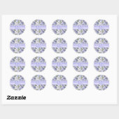 Sticker Rond Périwinkle Florals Violet Mariage Faveur (Feuille)
