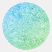 Sticker Rond perle bleu vert doilies classique collant rond (Devant)