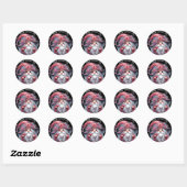 Sticker Rond Perle d'argent moderne rouge valentine gnome Class (Feuille)