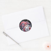 Sticker Rond Perle d'argent moderne rouge valentine gnome Class (Enveloppe)