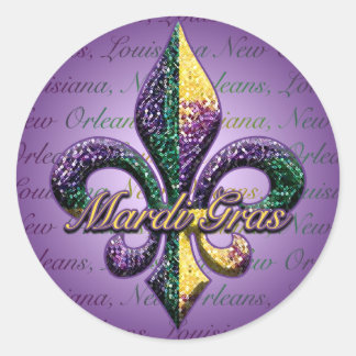 Sticker Rond Perle Fleur de lis 2 de mardi gras