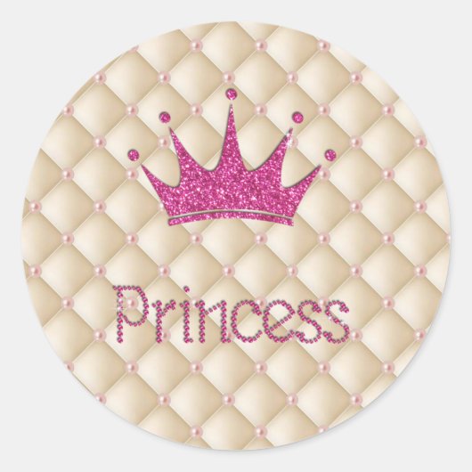Sticker Rond Perles Charming Chic, Tiara, Princesse, Glitterie (Devant)