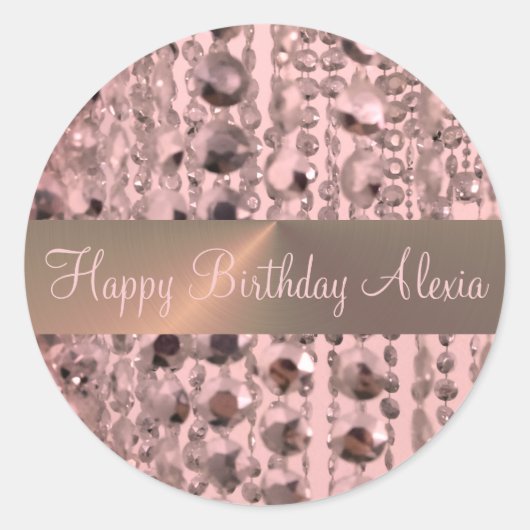 Sticker Rond Perles Chic Rose Blush            (Devant)