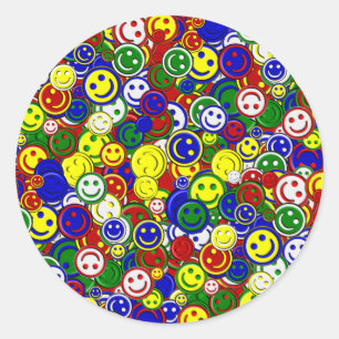 Sticker Rond Perles d'allumage de visage Joyeuses primaires, ST