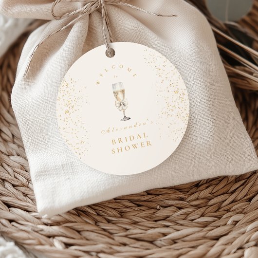 Sticker Rond Perles de l'arc et apéritif Prosecco pour une mari