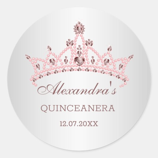 Sticker Rond Perles de Tiara, pierres précieuses en forme de co (Devant)