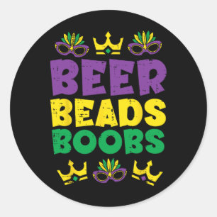 Sticker Rond Perles drôle Louisiana Nola Mardi Gras Hommes Les