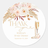 Sticker Rond Perles Élégantes & Prosecco Faveur de Mariage Flor (Devant)