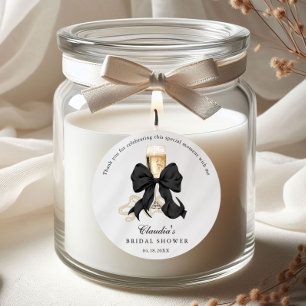 Sticker Rond Perles Élégantes & Prosecco Mariage Cérémonie avec