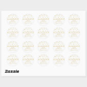 Sticker Rond Perles en feuille d'or mariage moderne Enregistrer (Feuille)