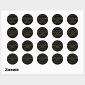 Sticker Rond Perles en feuille d'or noir mariage moderne Enregi (Feuille)