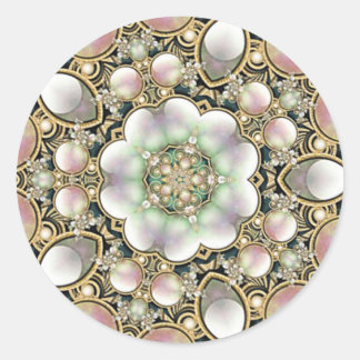 Sticker Rond Perles et kaléidoscope d'or