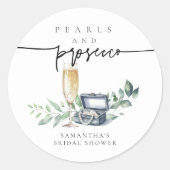 Sticker Rond Perles et Prosecco Elegant Fête des mariées Or (Devant)