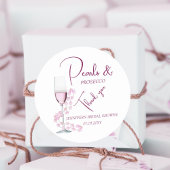 Sticker Rond Perles et Prosecco Moderne Remerciement Enterremen
