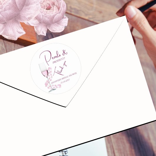 Sticker Rond Perles et Prosecco Moderne Remerciement Enterremen