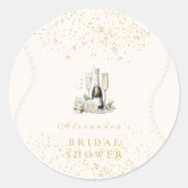 Sticker Rond Perles et prosecco pour une fête de mariage (Devant)