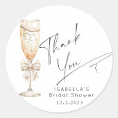 Sticker Rond Perles et Prosecco Remerciements pour EVJF (Devant)