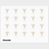 Sticker Rond Perles et Prosecco shower de mariage amour (Feuille)