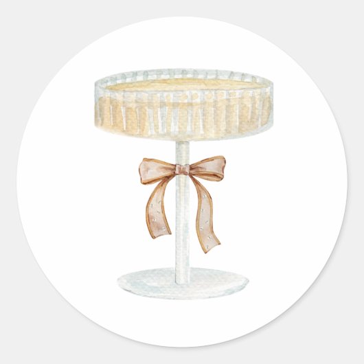 Sticker Rond Perles et Prosecco shower de mariage amour (Devant)
