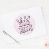 Sticker Rond Perles imprimées rose mignonne Diva Princess Crown (Enveloppe)