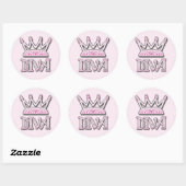 Sticker Rond Perles imprimées rose mignonne Diva Princess Crown (Feuille)