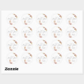 Sticker Rond Perles Pétales & Prosecco Fleurs Mariage Shower (Feuille)