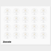 Sticker Rond Perles & Prosecco - douche de mariée (Feuille)
