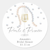Sticker Rond Perles & Prosecco - douche de mariée (Devant)