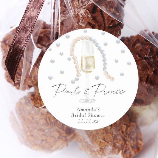 Sticker Rond Perles & Prosecco - douche de mariée