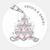 Sticker Rond Perles & Prosecco Enterrement de Vie de Jeune Fill (Devant)