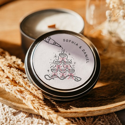 Sticker Rond Perles & Prosecco Enterrement de Vie de Jeune Fill