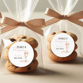 Sticker Rond Perles & Prosecco Fête des mariées rose pâle
