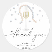 Sticker Rond Perles & Prosecco - merci pour la baby shower (Devant)