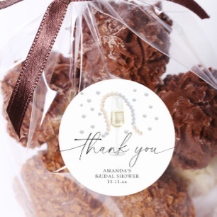 Sticker Rond Perles & Prosecco - merci pour la baby shower