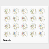 Sticker Rond Perles Rosaires Argent Fleurs Roses (Feuille)