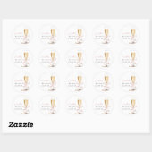 Sticker Rond Perles roses et prosecco noeud papillon enterremen (Feuille)