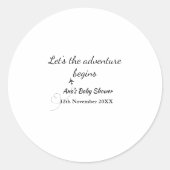 Sticker Rond permet à l'aventure commence baby shower ajouter n (Devant)