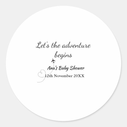 Sticker Rond permet à l'aventure commence baby shower ajouter n (Devant)
