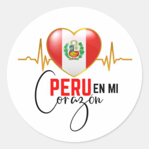 Sticker Rond Pérou en mi Corazon Fierté péruvienne
