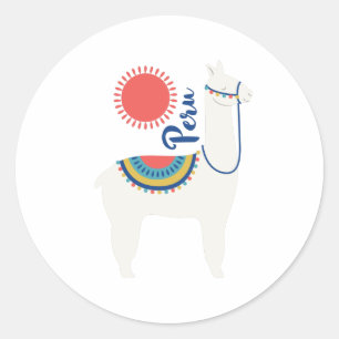 Sticker Rond Pérou Llama