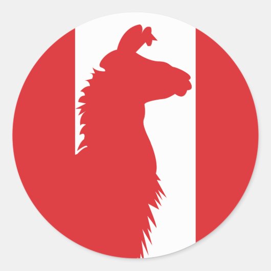 Sticker Rond Pérou Llama Alpaca Drapeau animal national péruvie (Devant)