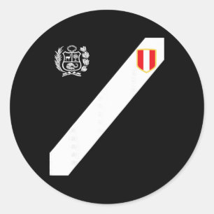 Sticker Rond Pérou Maillot Rouge Drapeau Péruvien Escudo Rétro
