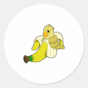 Sticker Rond Perroquet avec banane