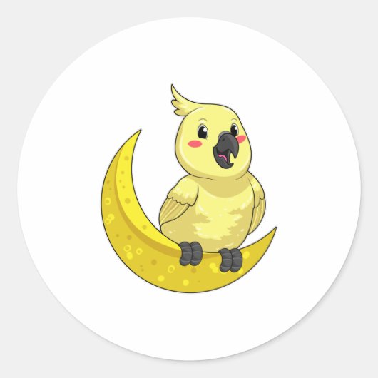 Sticker Rond Perroquet avec lune (Devant)