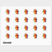 Sticker Rond Perroquet avec sac à dos (Feuille)