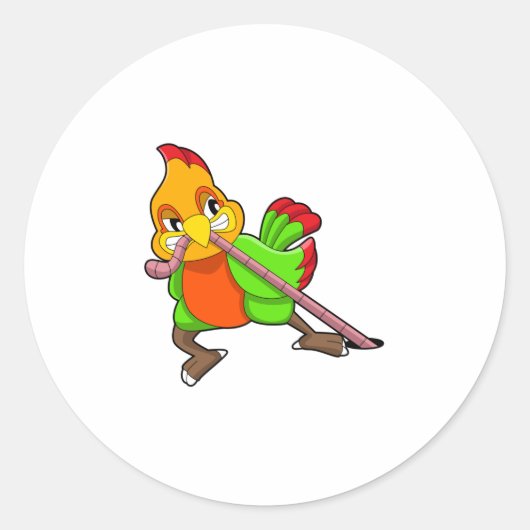 Sticker Rond Perroquet avec ver (Devant)