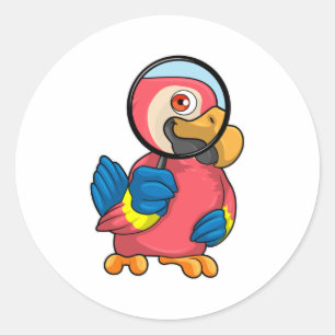 Sticker Rond Perroquet avec verre de nivellement